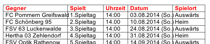 Spielplan halb